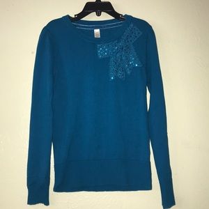 Cherokee,girls blue teal sweater. Size M.